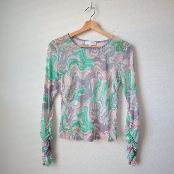 Love & Piece Sheer Swirl Top | L - Picture 1 of 4